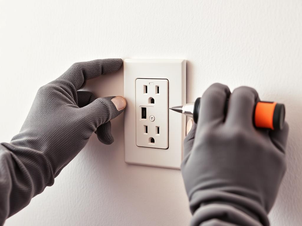 Electrician installing outlet